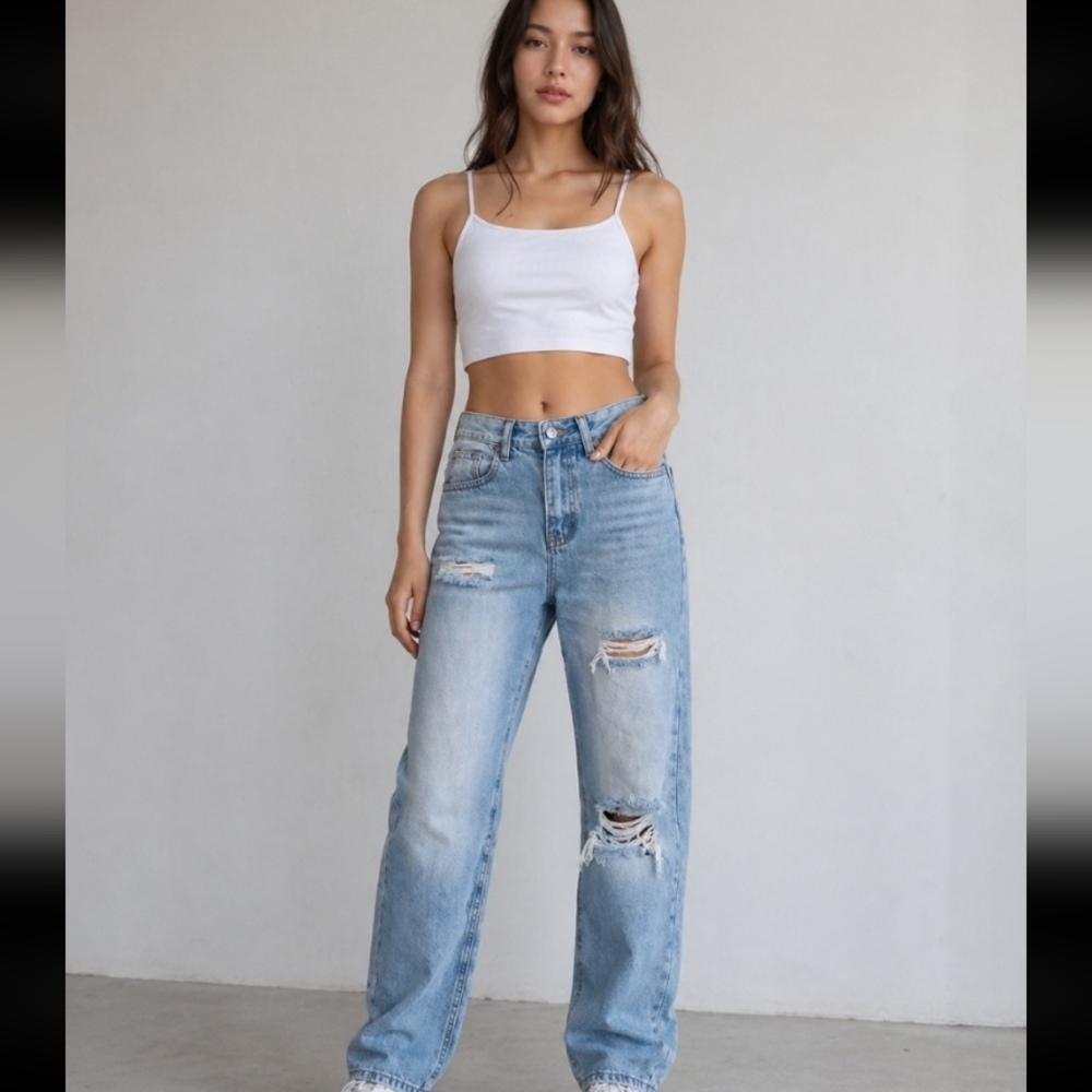 SHEIN Distressed Shredded Jeans XXS